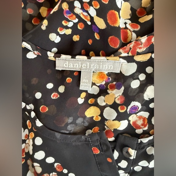 Daniel Rainn Sheer Dot Print Blouse with Cami – Black Multicolor – PXS - Picture 4 of 10